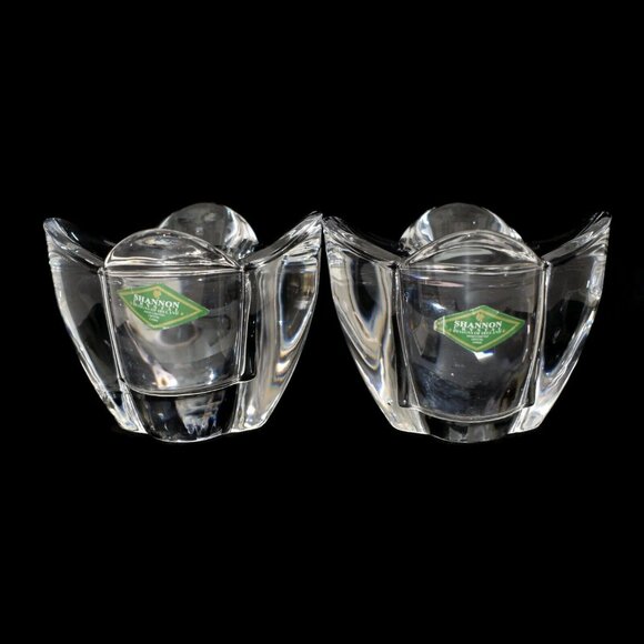 Pair of Shannon Handcrafted Crystal Votive Tea Candle Holders Set of 2 - Picture 1 of 10